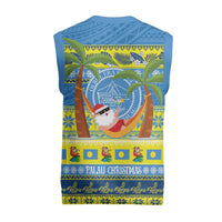 Palau Christmas Knitted V-Neck Vest Chilling Santa Ungil Kurismas - Polynesian Pride