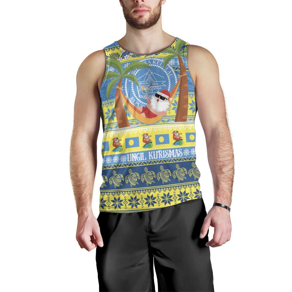 Palau Christmas Men Tank Top Chilling Santa Ungil Kurismas - Polynesian Pride