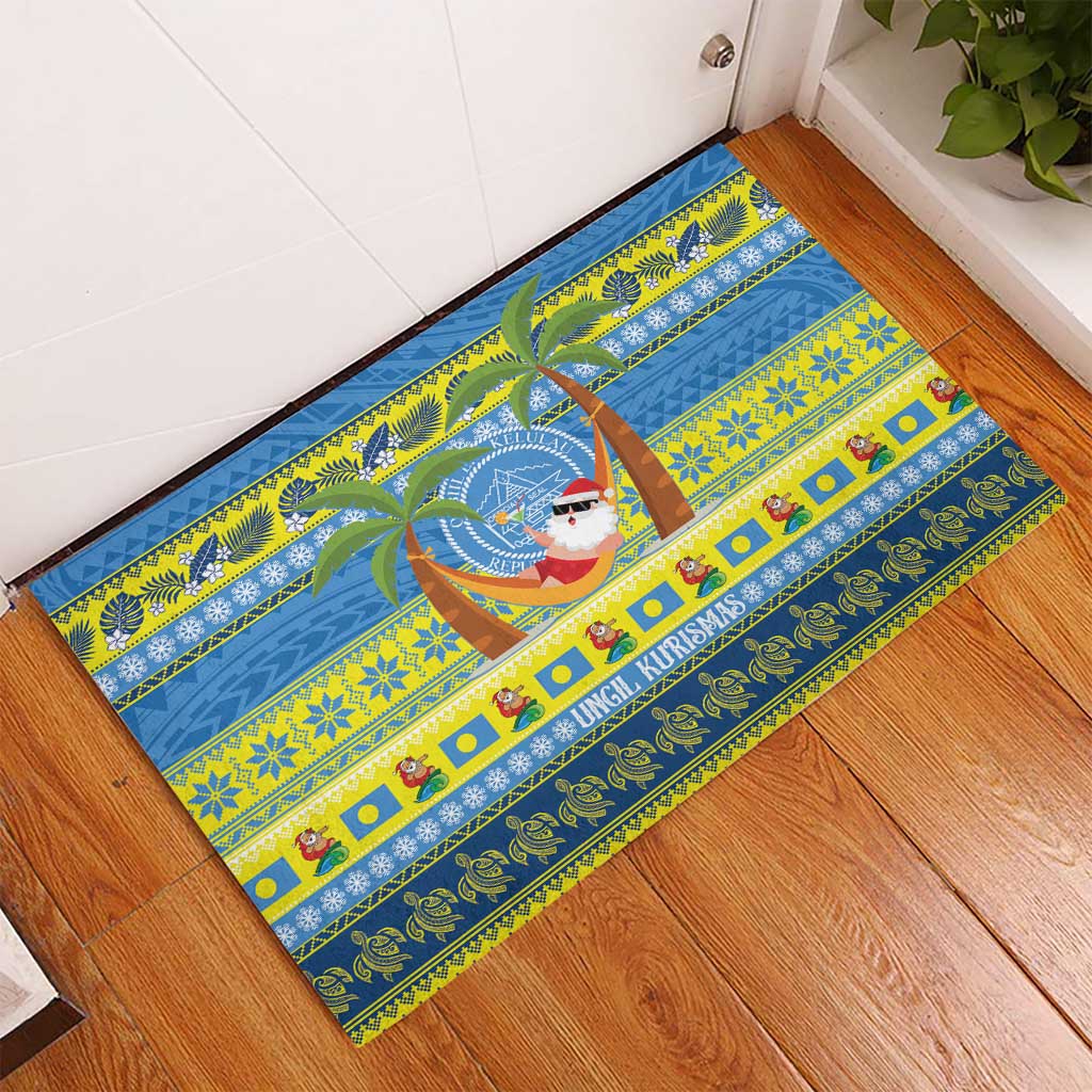 Palau Christmas Rubber Doormat Chilling Santa Ungil Kurismas - Polynesian Pride
