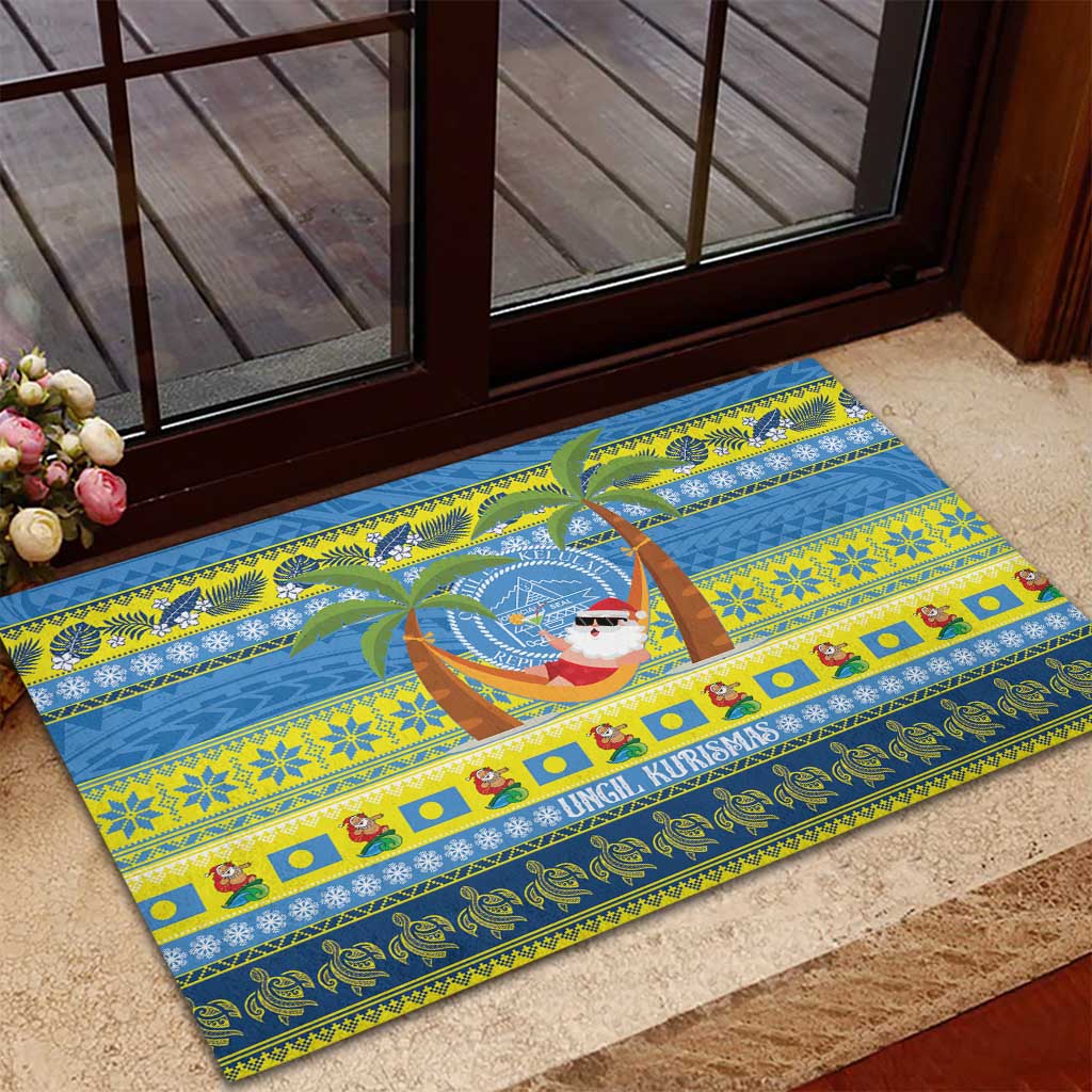 Palau Christmas Rubber Doormat Chilling Santa Ungil Kurismas - Polynesian Pride