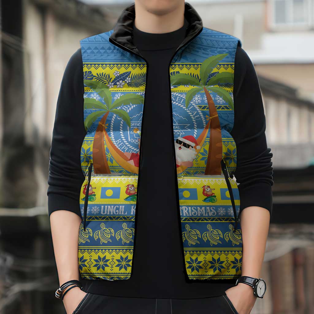 Palau Christmas Sleeveless Puffer Jacket Chilling Santa Ungil Kurismas - Polynesian Pride