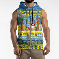 Palau Christmas Sleeveless Zip Hoodie Chilling Santa Ungil Kurismas - Polynesian Pride