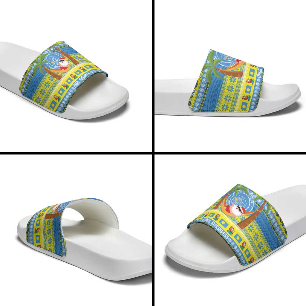 Palau Christmas Slide Sandals Chilling Santa Ungil Kurismas - Polynesian Pride