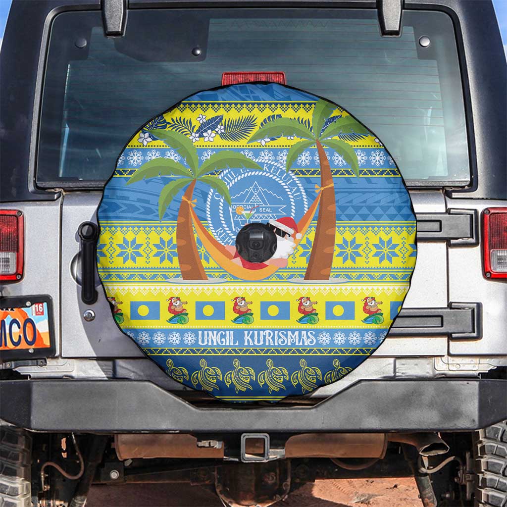 Palau Christmas Spare Tire Cover Chilling Santa Ungil Kurismas - Polynesian Pride