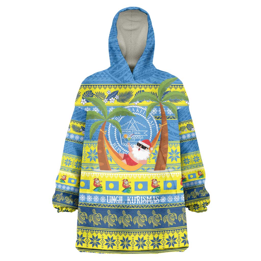 Palau Christmas Wearable Blanket Hoodie Chilling Santa Ungil Kurismas - Polynesian Pride