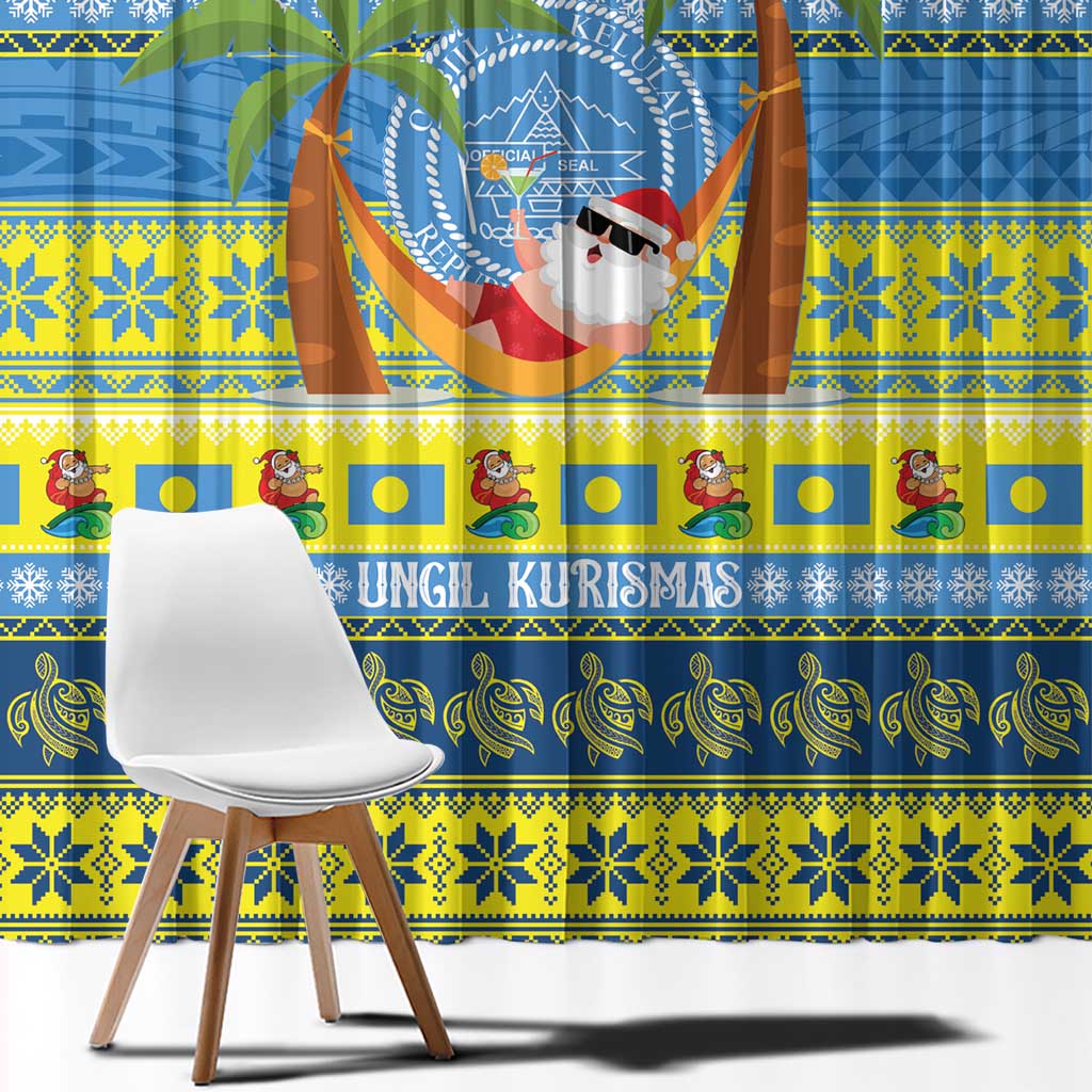 Palau Christmas Window Curtain Chilling Santa Ungil Kurismas - Polynesian Pride