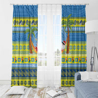 Palau Christmas Window Curtain Chilling Santa Ungil Kurismas - Polynesian Pride