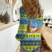 Palau Christmas Women Casual Shirt Chilling Santa Ungil Kurismas - Polynesian Pride
