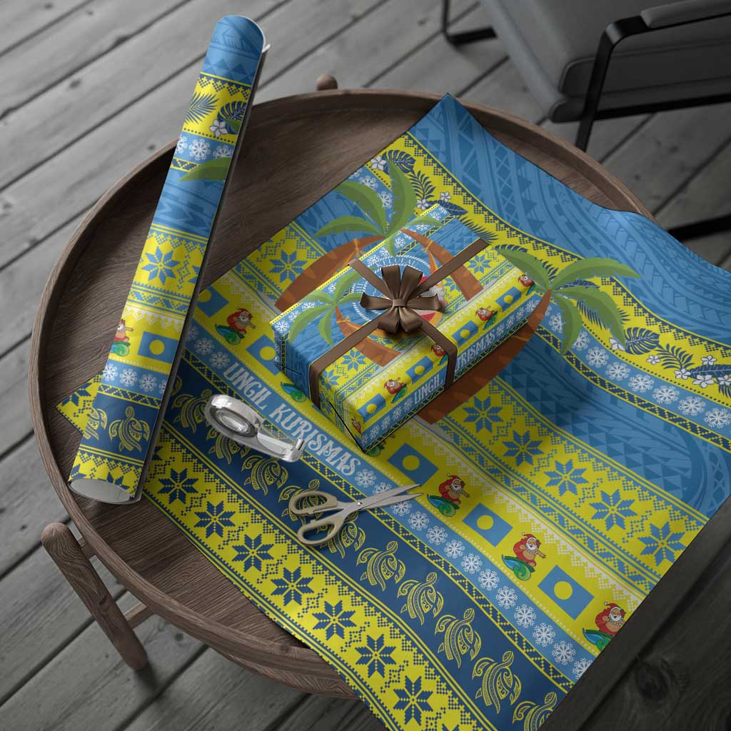 Palau Christmas Wrapping Paper Chilling Santa Ungil Kurismas - Polynesian Pride