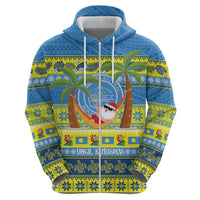 Palau Christmas Zip Hoodie Chilling Santa Ungil Kurismas - Polynesian Pride