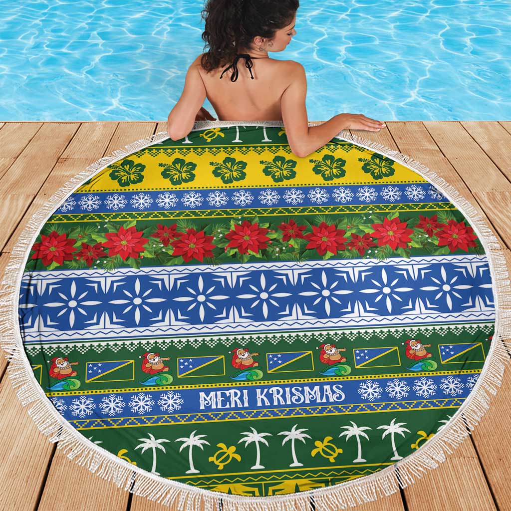 Solomon Islands Christmas Beach Blanket The Solomons Melanesian Meri Krismas - Polynesian Pride