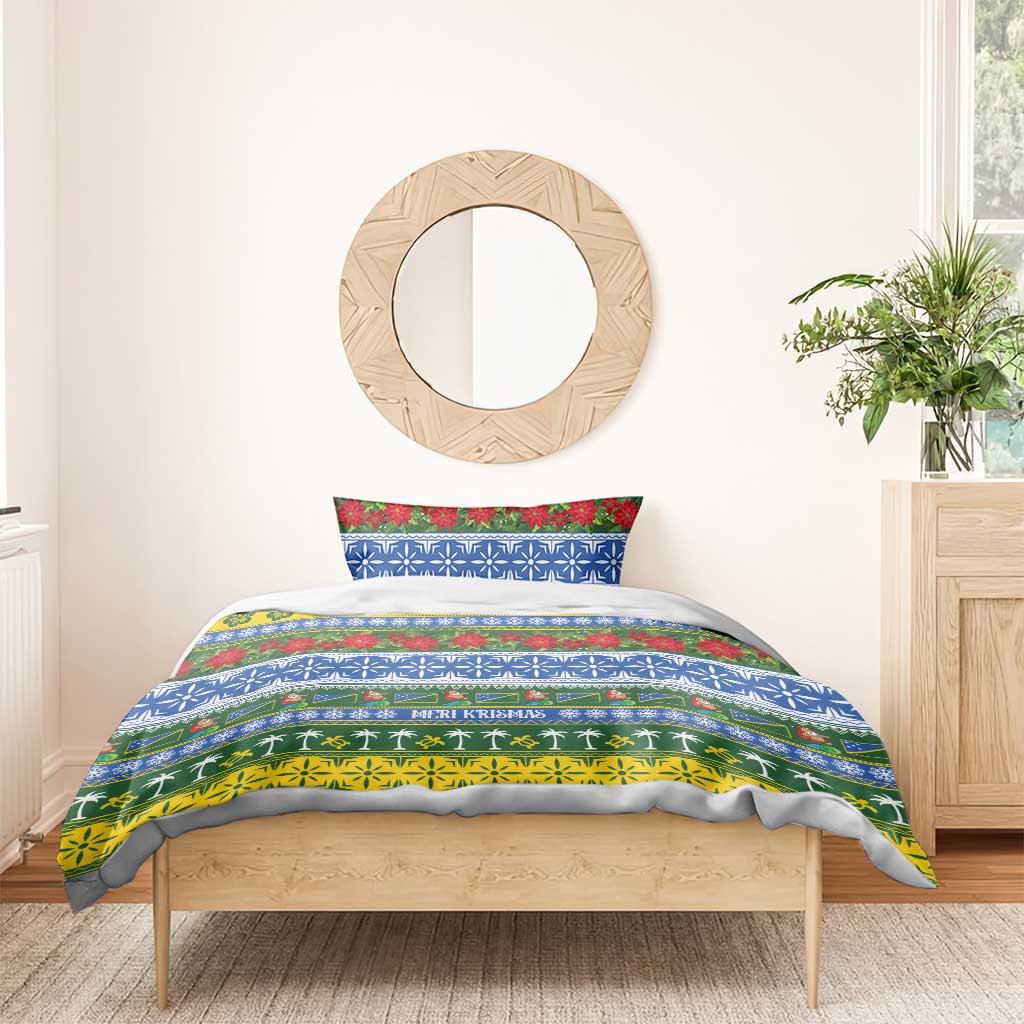 Solomon Islands Christmas Bedding Set The Solomons Melanesian Meri Krismas - Polynesian Pride