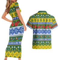 Solomon Islands Christmas Couples Matching Short Sleeve Bodycon Dress and Hawaiian Shirt The Solomons Melanesian Meri Krismas - Polynesian Pride