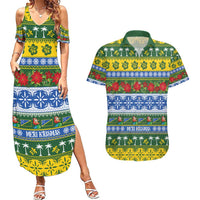 Solomon Islands Christmas Couples Matching Summer Maxi Dress and Hawaiian Shirt The Solomons Melanesian Meri Krismas - Polynesian Pride