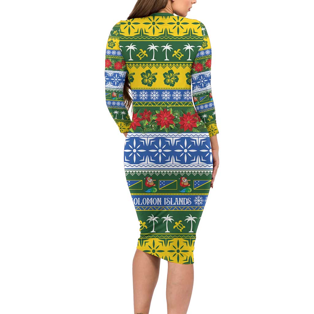 Solomon Islands Christmas Family Matching Long Sleeve Bodycon Dress and Hawaiian Shirt The Solomons Melanesian Meri Krismas - Polynesian Pride