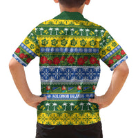 Solomon Islands Christmas Family Matching Off The Shoulder Long Sleeve Dress and Hawaiian Shirt The Solomons Melanesian Meri Krismas - Polynesian Pride
