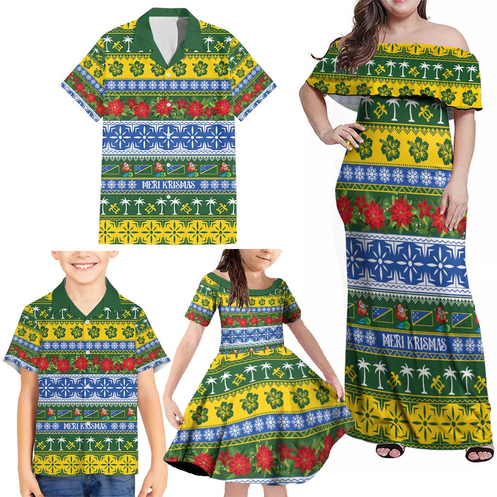 Solomon Islands Christmas Family Matching Off Shoulder Maxi Dress and Hawaiian Shirt The Solomons Melanesian Meri Krismas - Polynesian Pride