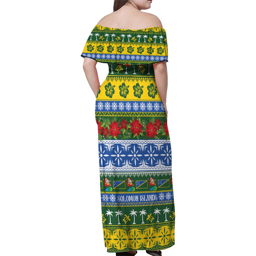 Solomon Islands Christmas Family Matching Off Shoulder Maxi Dress and Hawaiian Shirt The Solomons Melanesian Meri Krismas - Polynesian Pride