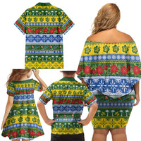 Solomon Islands Christmas Family Matching Off Shoulder Short Dress and Hawaiian Shirt The Solomons Melanesian Meri Krismas - Polynesian Pride