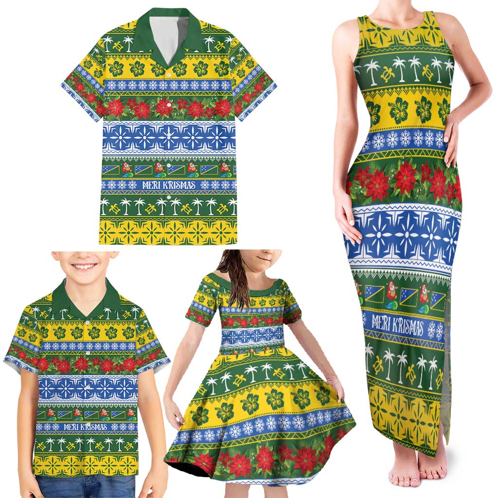 Solomon Islands Christmas Family Matching Tank Maxi Dress and Hawaiian Shirt The Solomons Melanesian Meri Krismas - Polynesian Pride