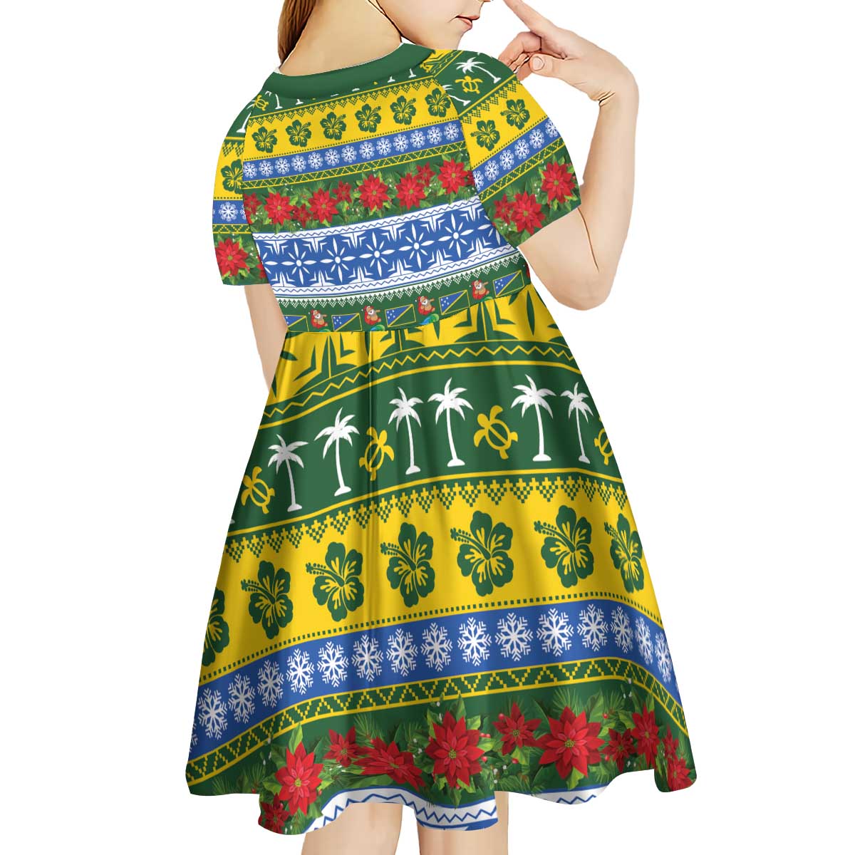 Solomon Islands Christmas Kid Short Sleeve Dress The Solomons Melanesian Meri Krismas LT14 - Polynesian Pride