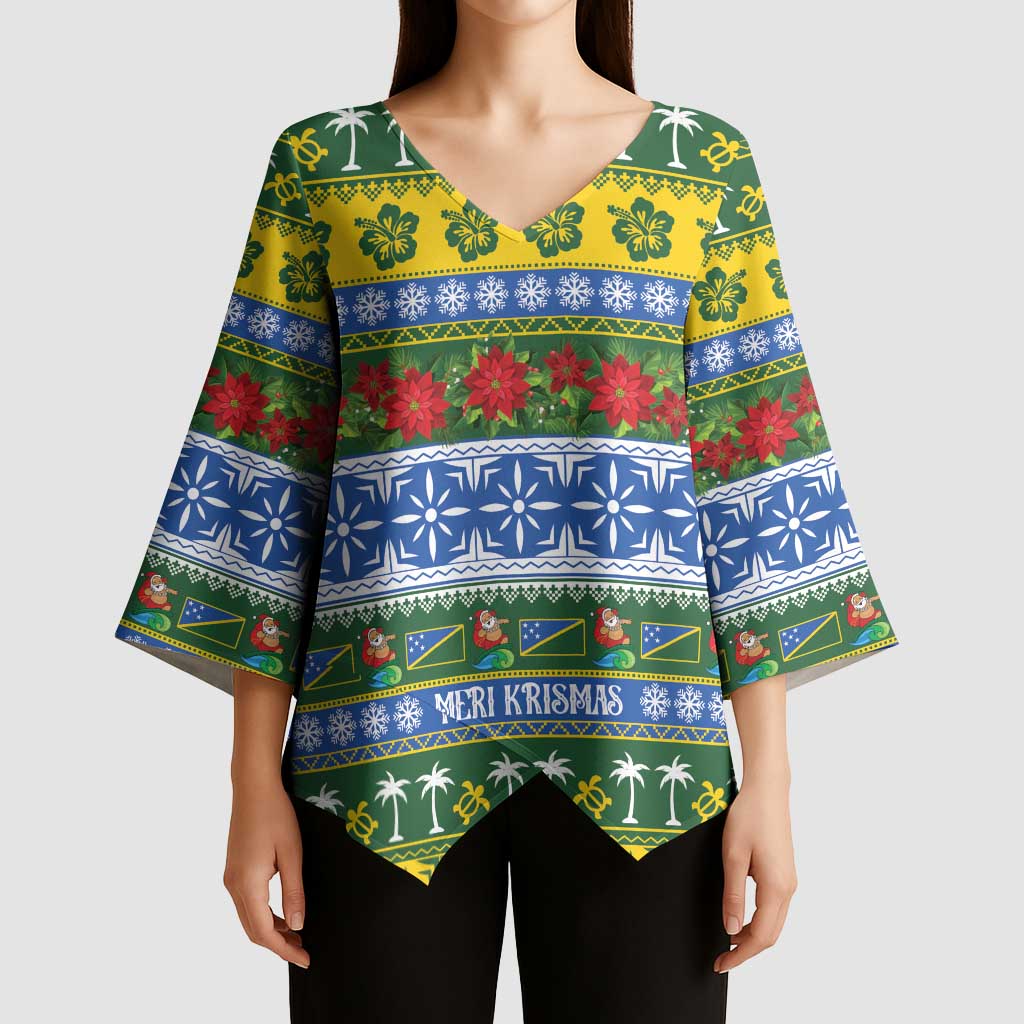 Solomon Islands Christmas Kimono Sleeve Blouse The Solomons Melanesian Meri Krismas - Polynesian Pride