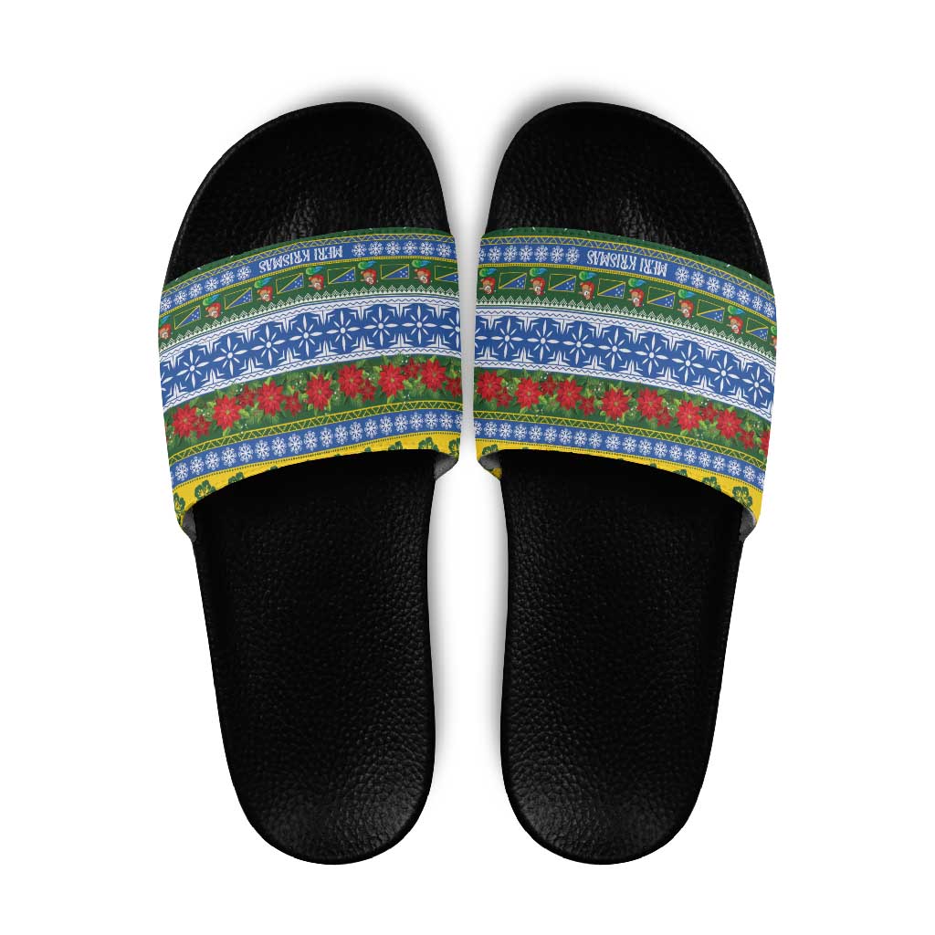 Solomon Islands Christmas Slide Sandals The Solomons Melanesian Meri Krismas - Polynesian Pride