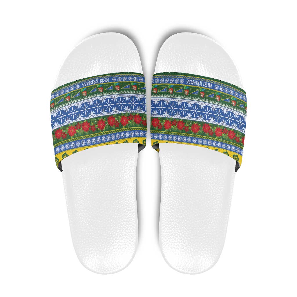 Solomon Islands Christmas Slide Sandals The Solomons Melanesian Meri Krismas - Polynesian Pride