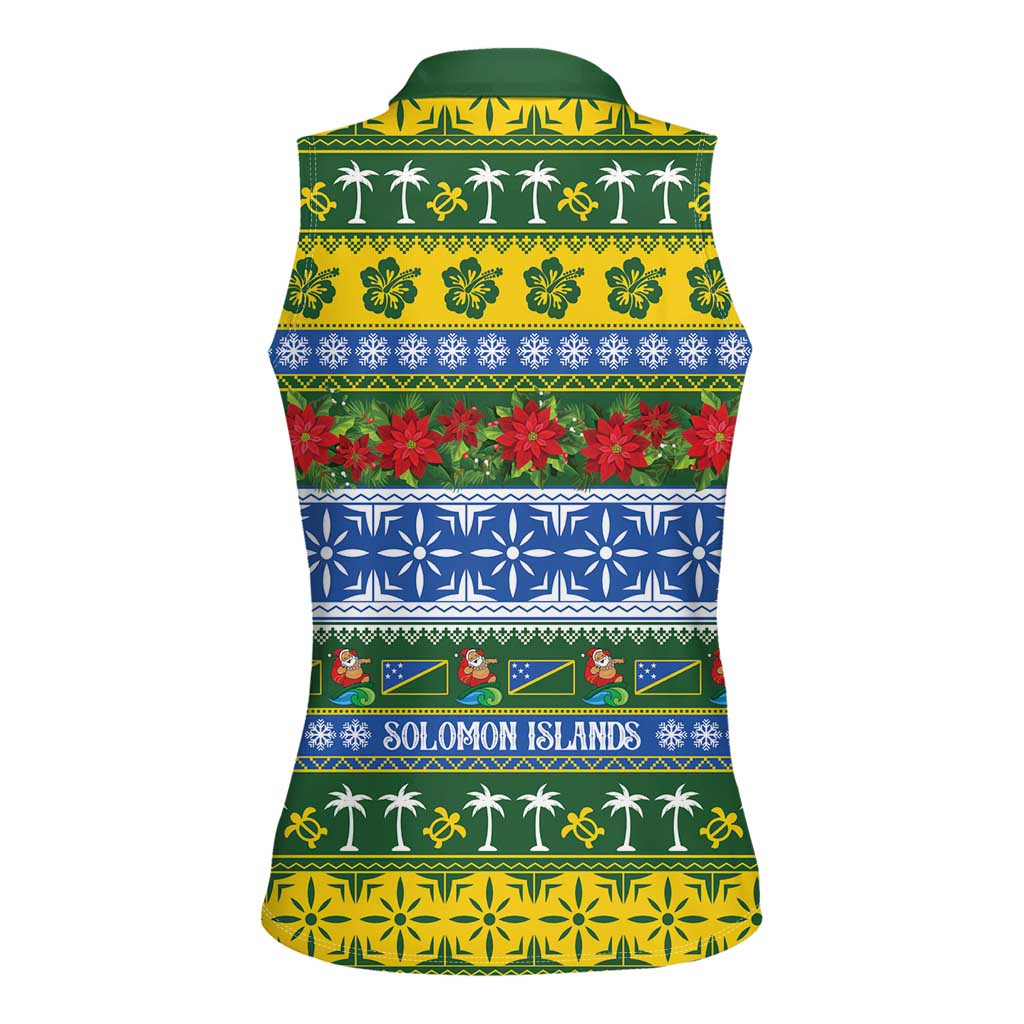 Solomon Islands Christmas Women Sleeveless Polo Shirt The Solomons Melanesian Meri Krismas - Polynesian Pride
