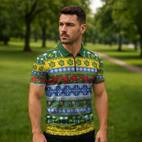 Solomon Islands Christmas Zipper Polo Shirt The Solomons Melanesian Meri Krismas - Polynesian Pride