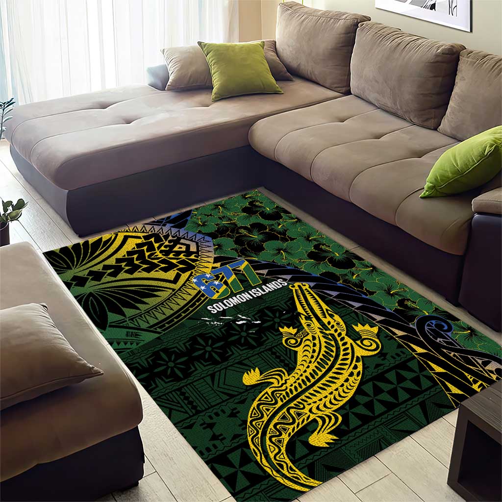 Solomon Islands Area Rug 677 Proud Crocodile Melanesian Pattern - Polynesian Pride