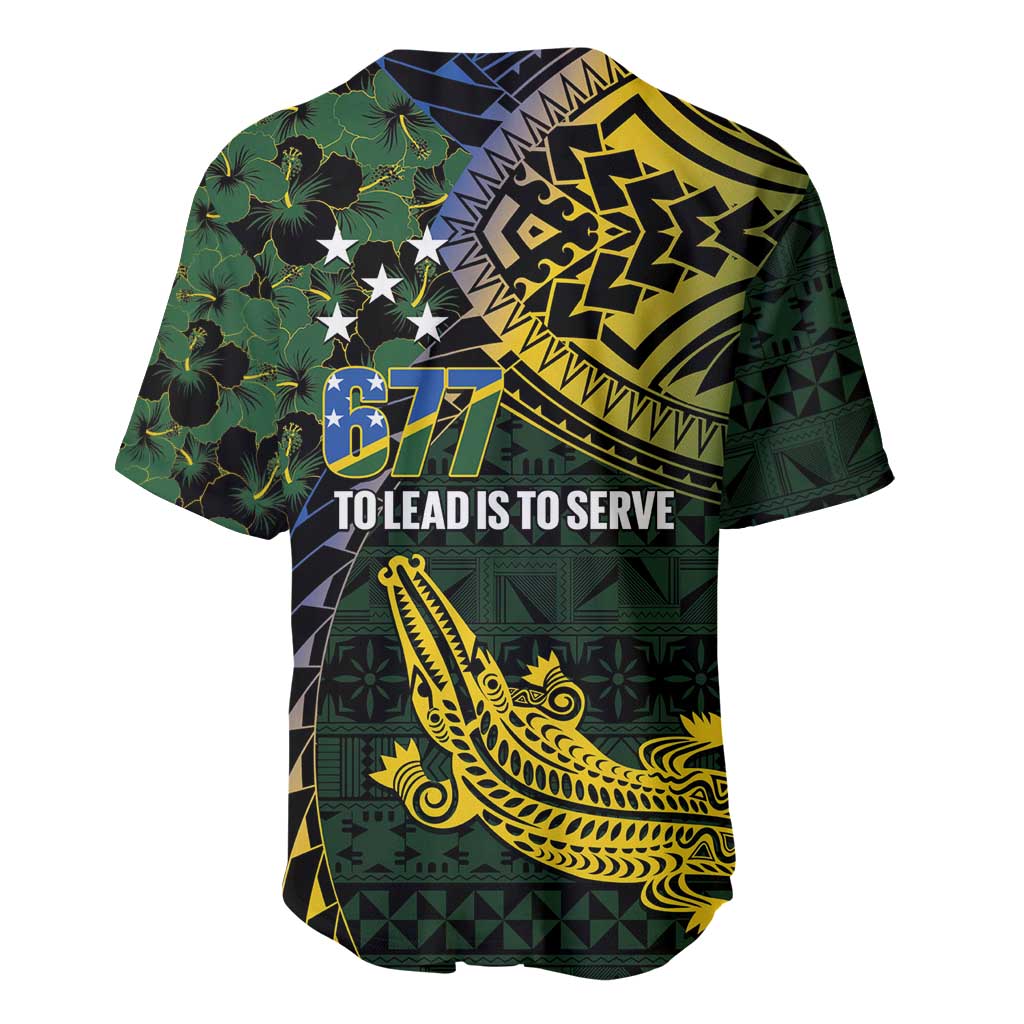 Solomon Islands Baseball Jersey 677 Proud Crocodile Melanesian Pattern - Polynesian Pride