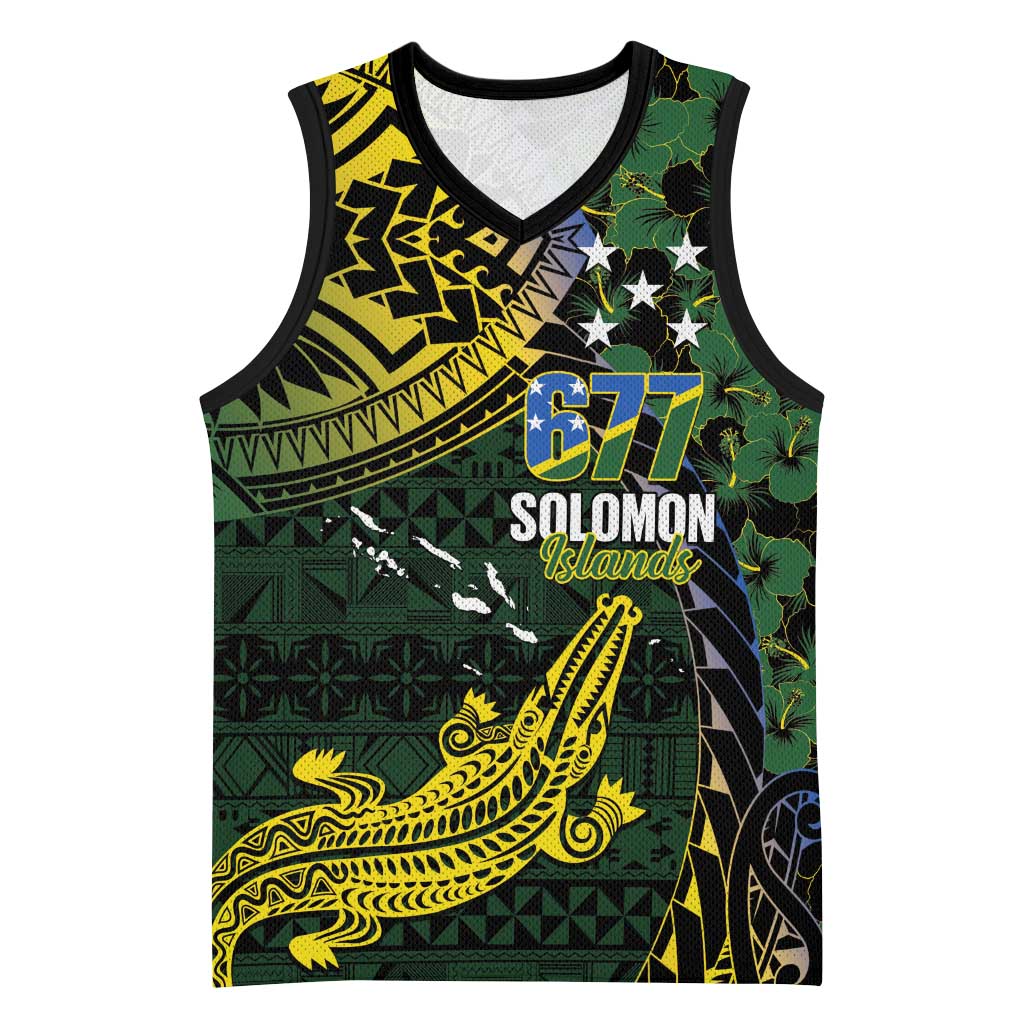 Solomon Islands Basketball Jersey 677 Proud Crocodile Melanesian Pattern - Polynesian Pride