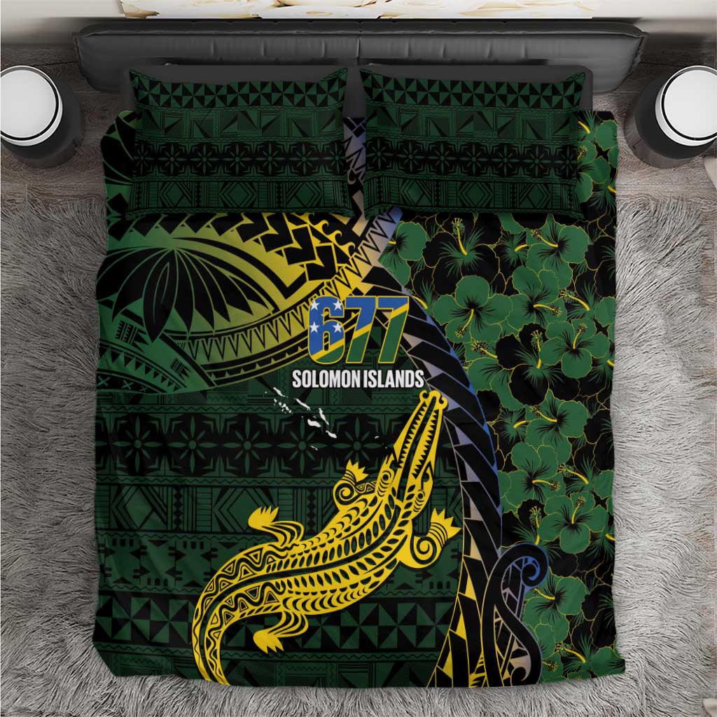 Solomon Islands Bedding Set 677 Proud Crocodile Melanesian Pattern LT14 Black - Polynesian Pride