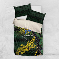 Solomon Islands Bedding Set 677 Proud Crocodile Melanesian Pattern LT14 US Twin 172cm x 218cm Black - Polynesian Pride