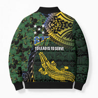 Solomon Islands Bomber Puffer Jacket 677 Proud Crocodile Melanesian Pattern LT14 - Polynesian Pride