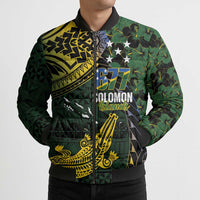 Solomon Islands Bomber Puffer Jacket 677 Proud Crocodile Melanesian Pattern LT14 - Polynesian Pride
