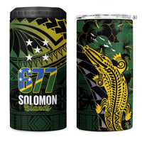 Solomon Islands 4 in 1 Can Cooler Tumbler 677 Proud Crocodile Melanesian Pattern - Polynesian Pride