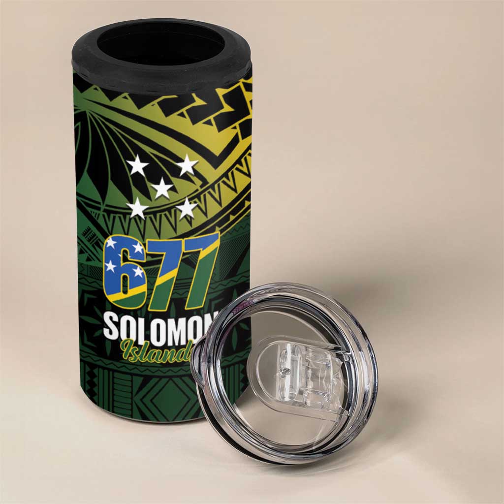 Solomon Islands 4 in 1 Can Cooler Tumbler 677 Proud Crocodile Melanesian Pattern - Polynesian Pride