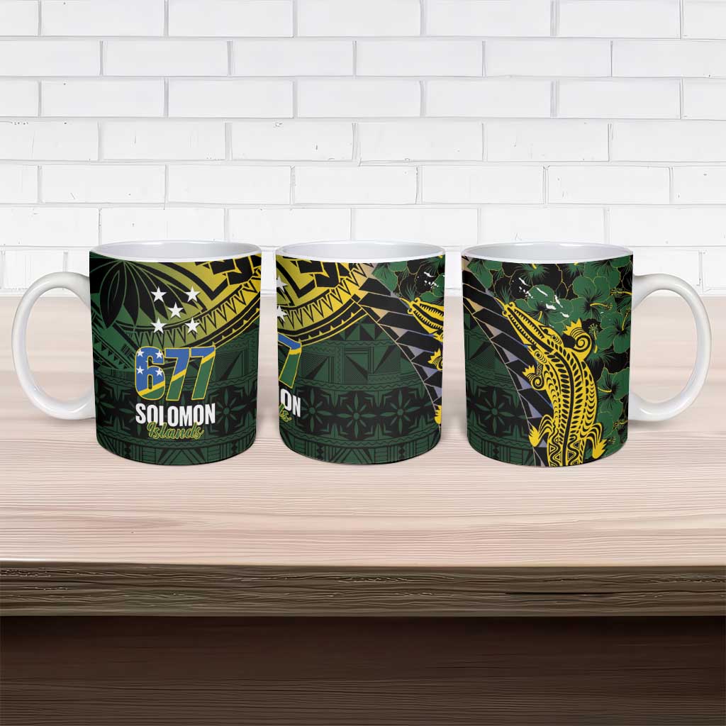 Solomon Islands Ceramic Mug 677 Proud Crocodile Melanesian Pattern - Polynesian Pride