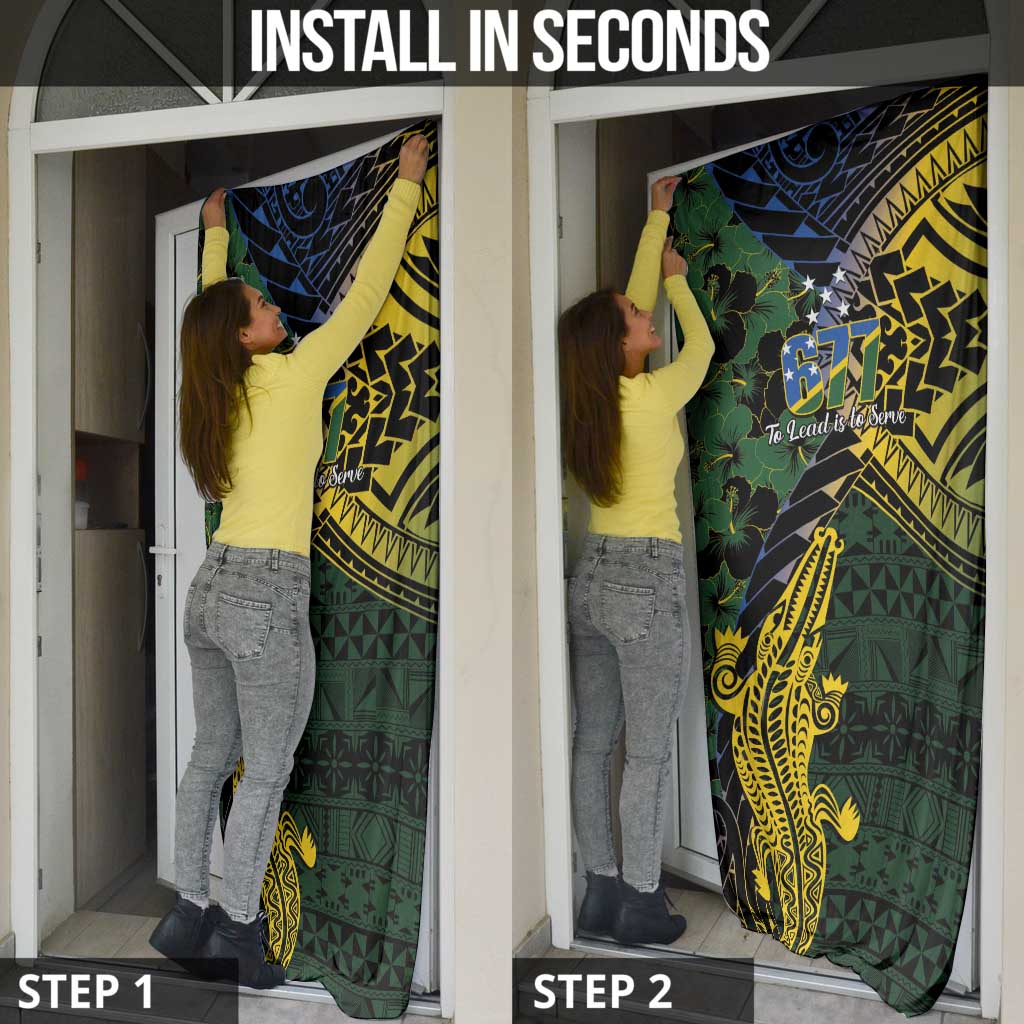 Solomon Islands Door Cover 677 Proud Crocodile Melanesian Pattern - Polynesian Pride