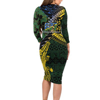Solomon Islands Family Matching Long Sleeve Bodycon Dress and Hawaiian Shirt 677 Proud Crocodile Melanesian Pattern - Polynesian Pride