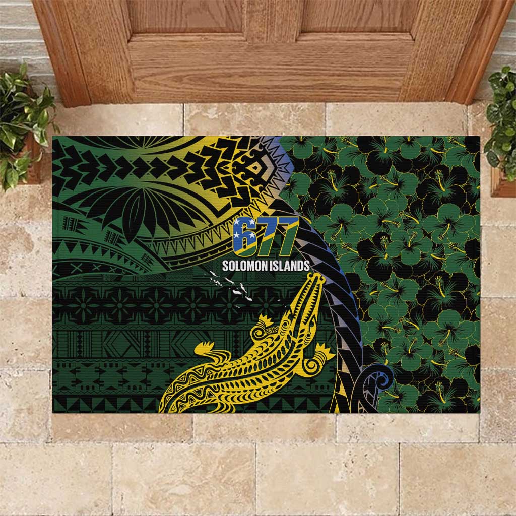 Solomon Islands Rubber Doormat 677 Proud Crocodile Melanesian Pattern - Polynesian Pride