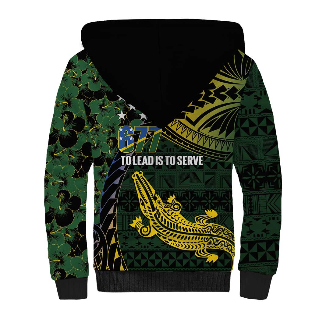 Solomon Islands Sherpa Hoodie 677 Proud Crocodile Melanesian Pattern - Polynesian Pride