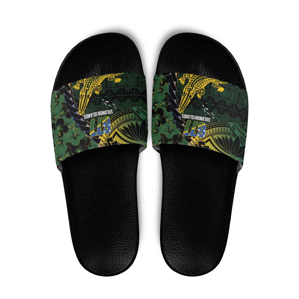 Solomon Islands Slide Sandals 677 Proud Crocodile Melanesian Pattern - Polynesian Pride