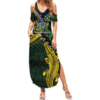 Solomon Islands Summer Maxi Dress 677 Proud Crocodile Melanesian Pattern - Polynesian Pride