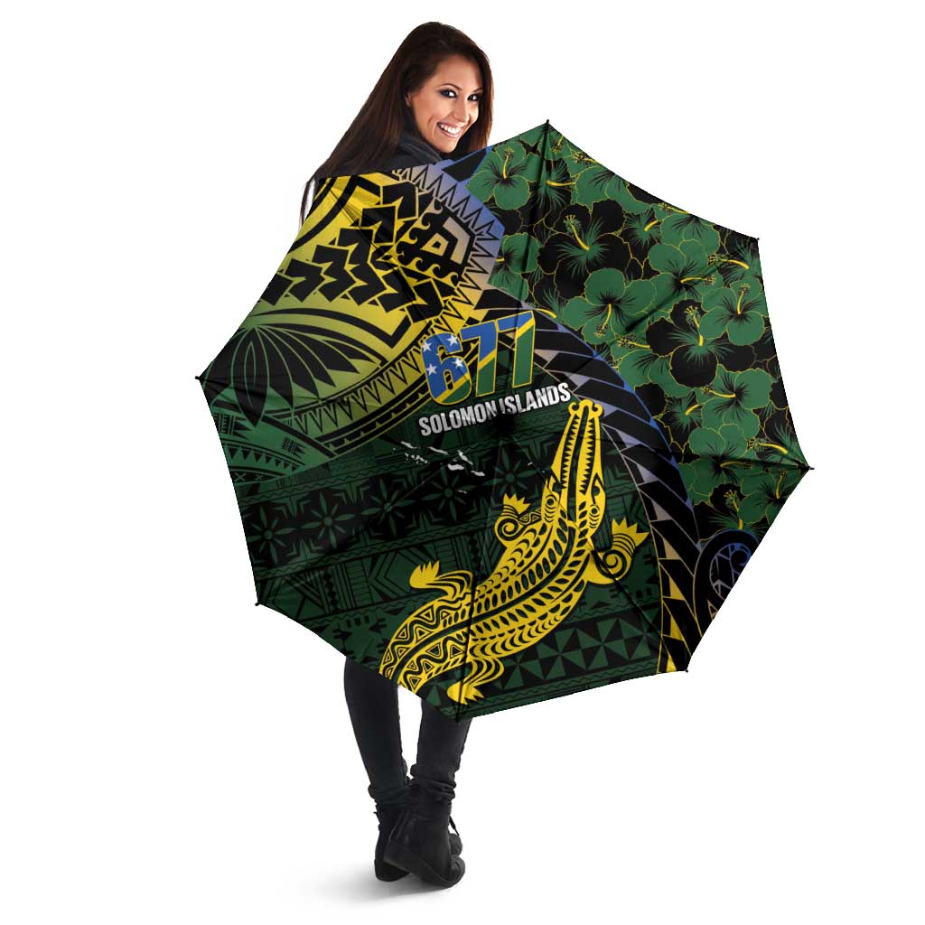 Solomon Islands Umbrella 677 Proud Crocodile Melanesian Pattern - Polynesian Pride
