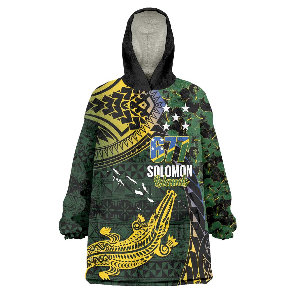 Solomon Islands Wearable Blanket Hoodie 677 Proud Crocodile Melanesian Pattern - Polynesian Pride