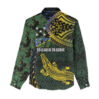 Solomon Islands Women Casual Shirt 677 Proud Crocodile Melanesian Pattern - Polynesian Pride