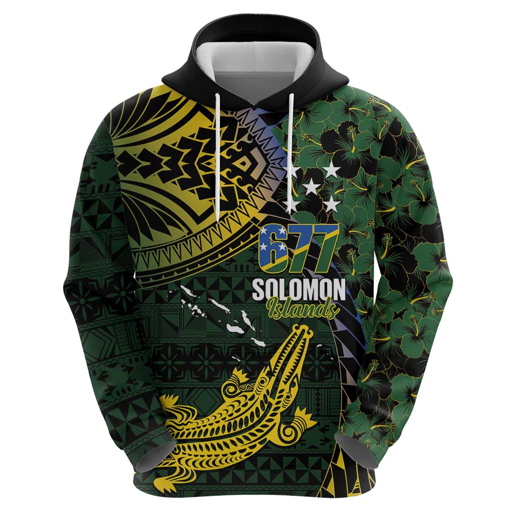 Solomon Islands Zip Hoodie 677 Proud Crocodile Melanesian Pattern - Polynesian Pride